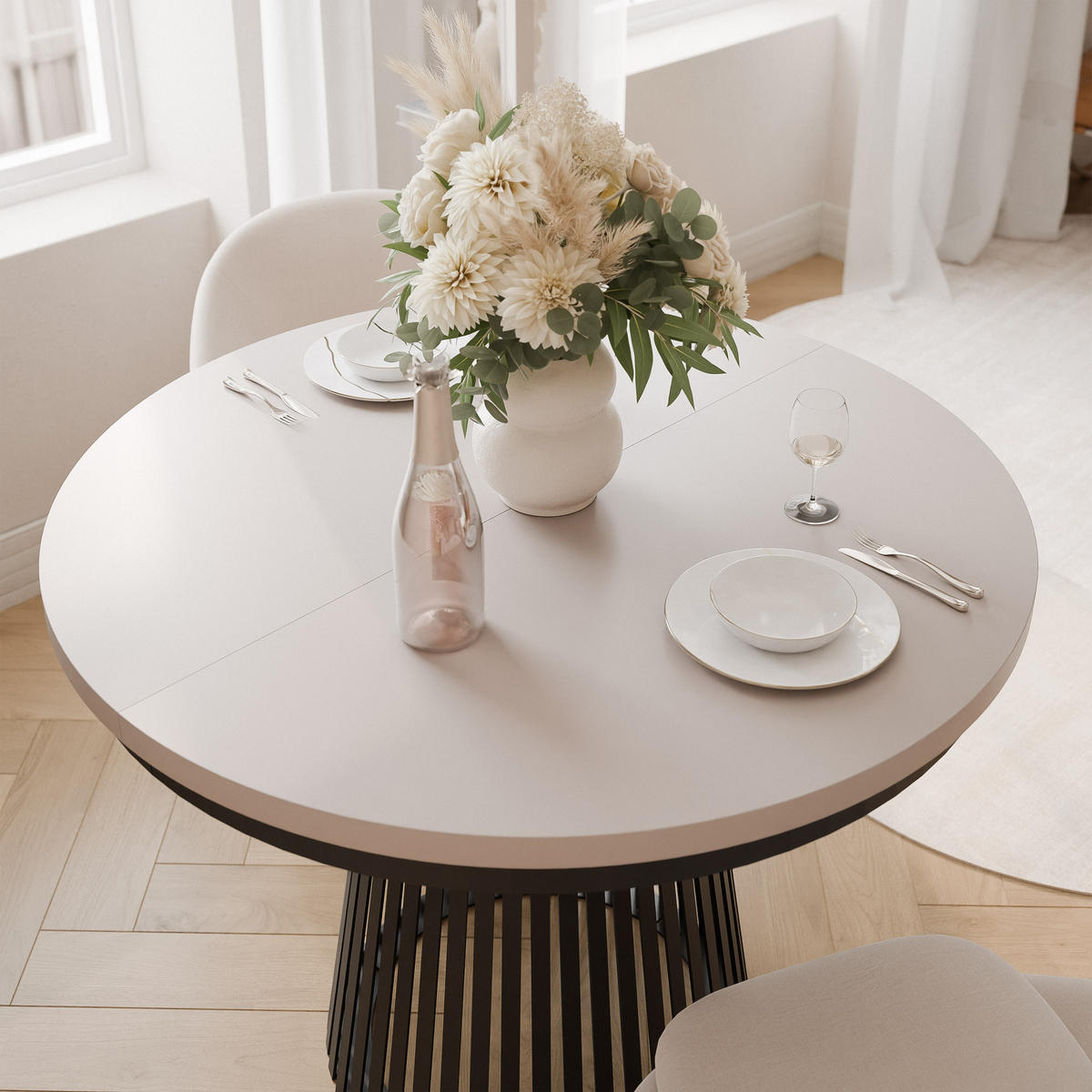 AUSZIEHTISCH AUREA 100-180/75 cm, Schwarz / Kaschmir - Kaschmir/Schwarz, Holzwerkstoff/Metall (100/100/75cm) - Idohome