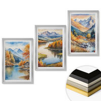 WANDBILDER 3er Set - 40x60 cm Silberner Rahmen - Gebirgsflüsse, Herbstbäume - Silberfarben, Kunststoff (40/60cm) - ArtPrintCave
