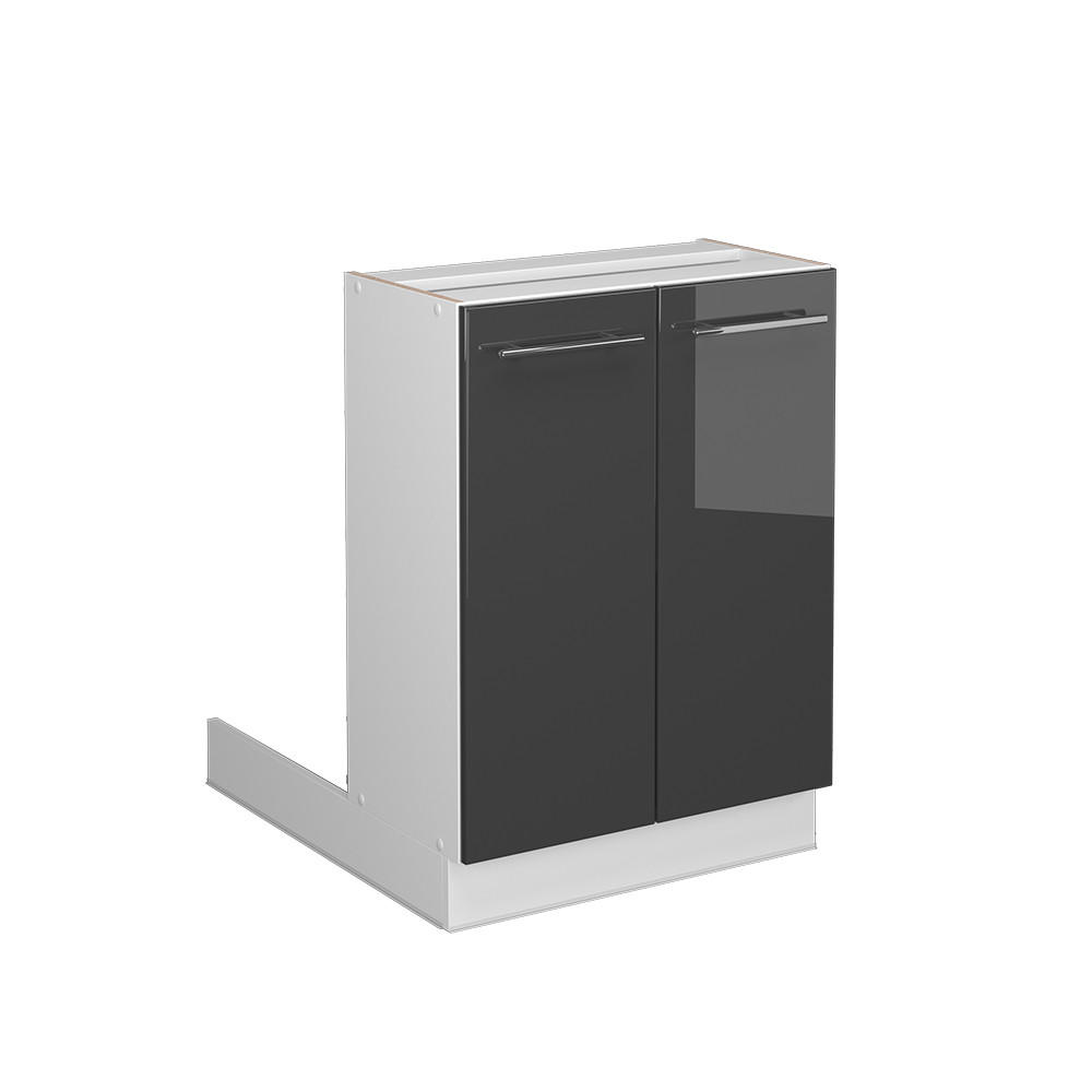 KÜCHENINSEL Fame-Line Anthrazit Hochglanz 60 cm ohne AP - Schwarz Hochglanz/Anthrazit, Holzwerkstoff (60/82/30cm) - Vicco