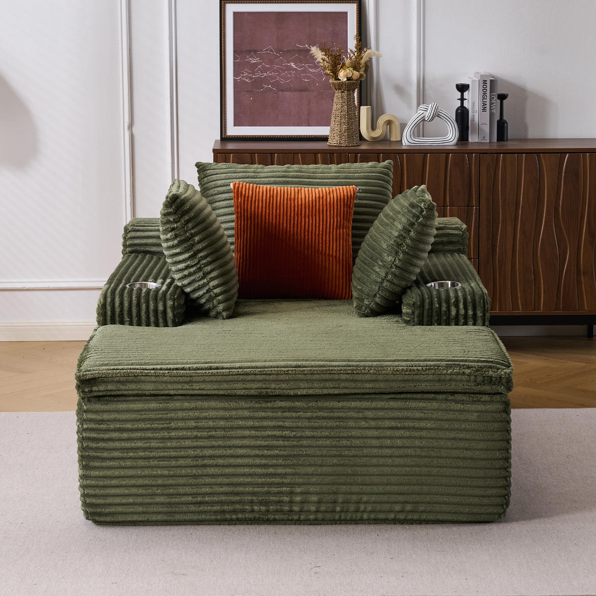SCHLAFSOFA DE-33510 mit 3 Kissen Grün - Grün, Textil (165/63/112cm) - ComfortXL