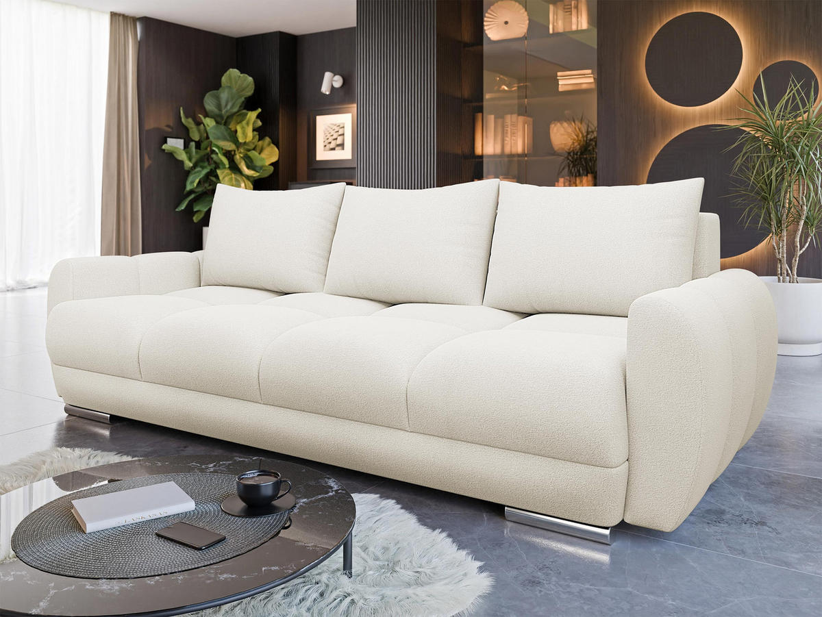 SCHLAFSOFA Logo 3 - Silberfarben/Creme, Holz/Kunststoff (234/89/97cm) - MIRJAN24