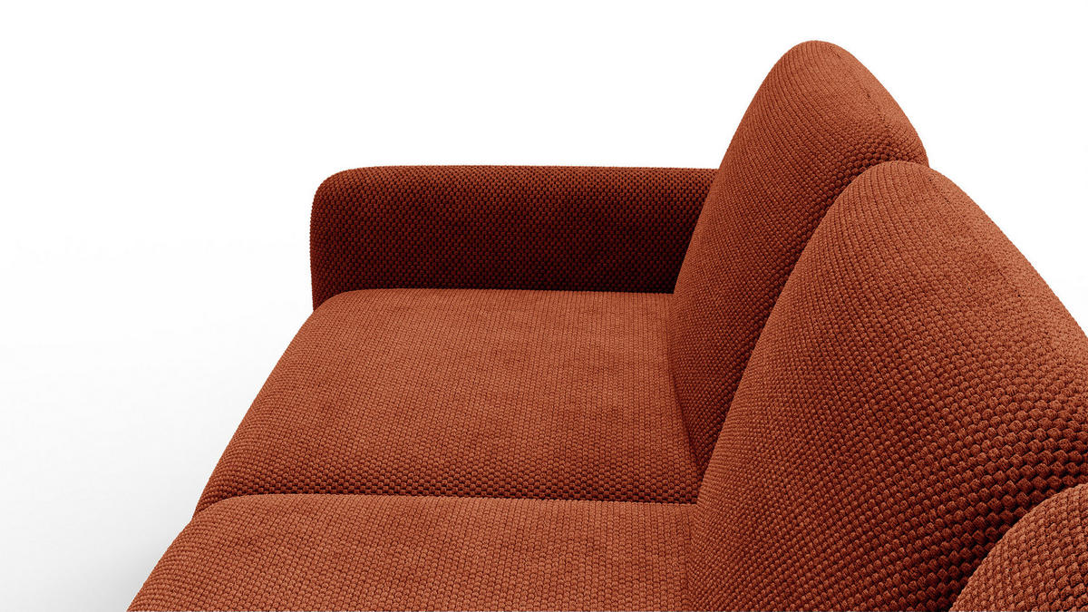 ECKSOFA FEBE 5-Sitzer rechts, dunkelorange - Dunkelorange/Schwarz, Holz/Textil (271/190cm) - Courtois Laville
