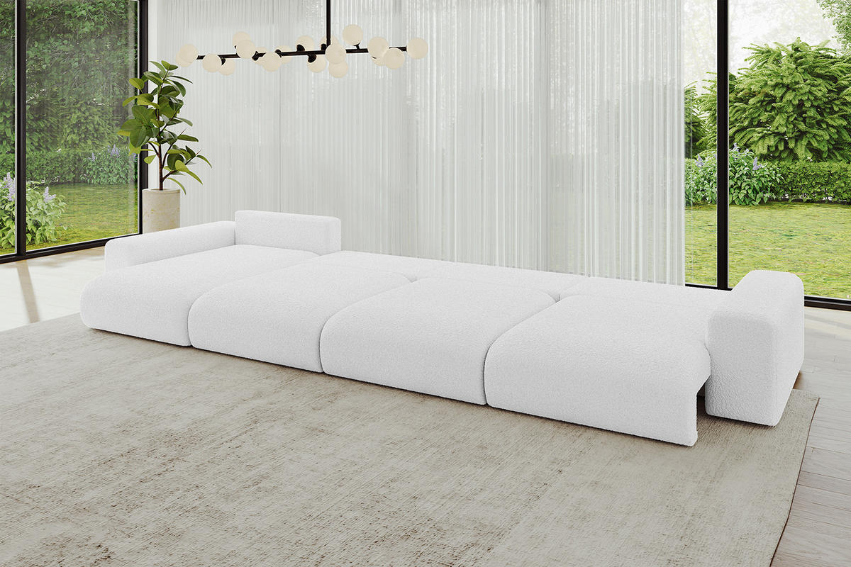 WOHNLANDSCHAFT mit Schlaffunktion ESKAR-U2-464x176x84cm Weiß - Weiß, Holzwerkstoff/Kunststoff (176/72/464cm) - ALTDECOR