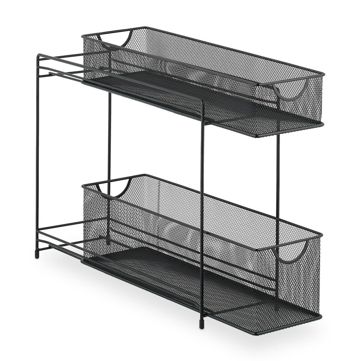 SKÅPSORGANISERARE Svart stål 2 utdragbara korgar - Svart, Metall/Plast (15/40/46cm) - Relaxdays