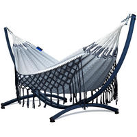 HÄNGEMATTE mit Gestell, 2 Personen, XXL, 200 kg, Metall, Medelin Boho Grau, einfache Montage - Grau, Metall (370/130/120cm) - Potenza