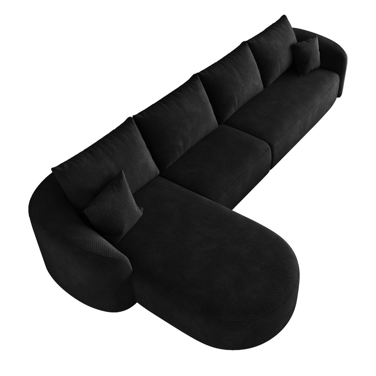 ECKSOFA 336/168/85 cm Schwarz Chenille mit Chaiselongue, Linke Seite - Schwarz, Textil (336/168cm) - Oxeza