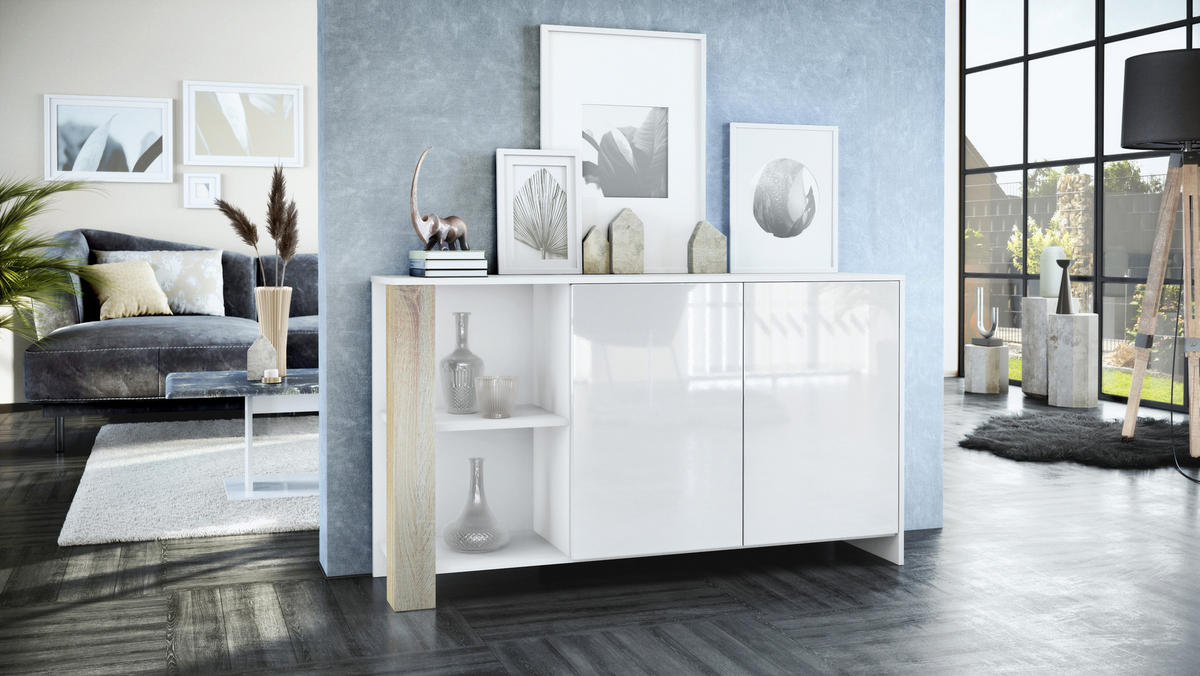 SIDEBOARD Canto Eiche sägerau - Eiche San Remo, Holzwerkstoff (143/81/36cm) - Vladon