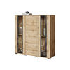 KOMMODE Caro HB 120 mit weißer LED Beleuchtung - Eiche Wotan/Schwarz, Holzwerkstoff/Kunststoff (120/122/40cm) - MIRJAN24