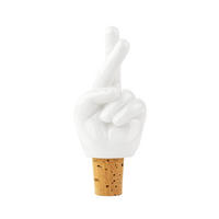 FLASCHENVERSCHLUSS Fingers Crossed, Porzellan, Kork, Weiß - Weiß, Keramik (3/11/4.5cm) - Donkey Products