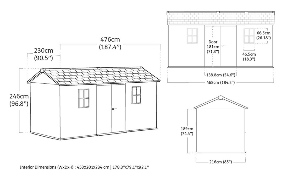GARTENHAUS Newton - Grau, Kunststoff (230/246/476cm) - Keter