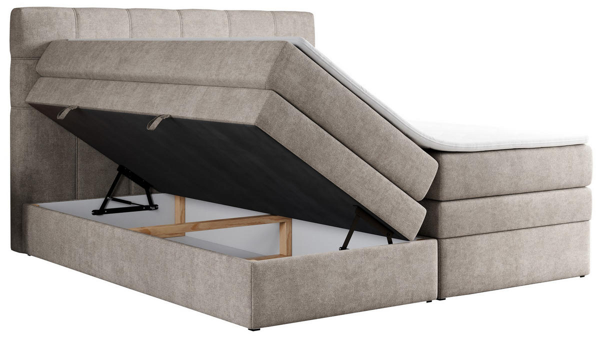 BOXSPRINGBETT ERNI KING 180/200 Beige Struktur - H3 - Beige, Holz/Textil (180/200cm) - MKS