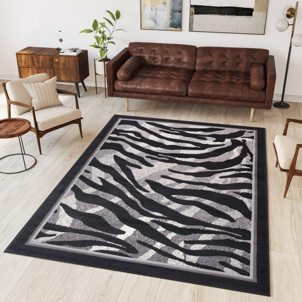 TEPPICH DREAM Schwarz Hellgrau 180/250 cm - Hellgrau/Schwarz, Textil (180/250cm) - Tapiso
