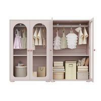 KLEIDERSCHRANK aus MDF und Acryl 160x50x120 cm Babyrosa im 2er-Set mit Kleiderstange und verstellbaren Einlegeböden - Pink, Holzwerkstoff (160/120/50cm) - Modfu