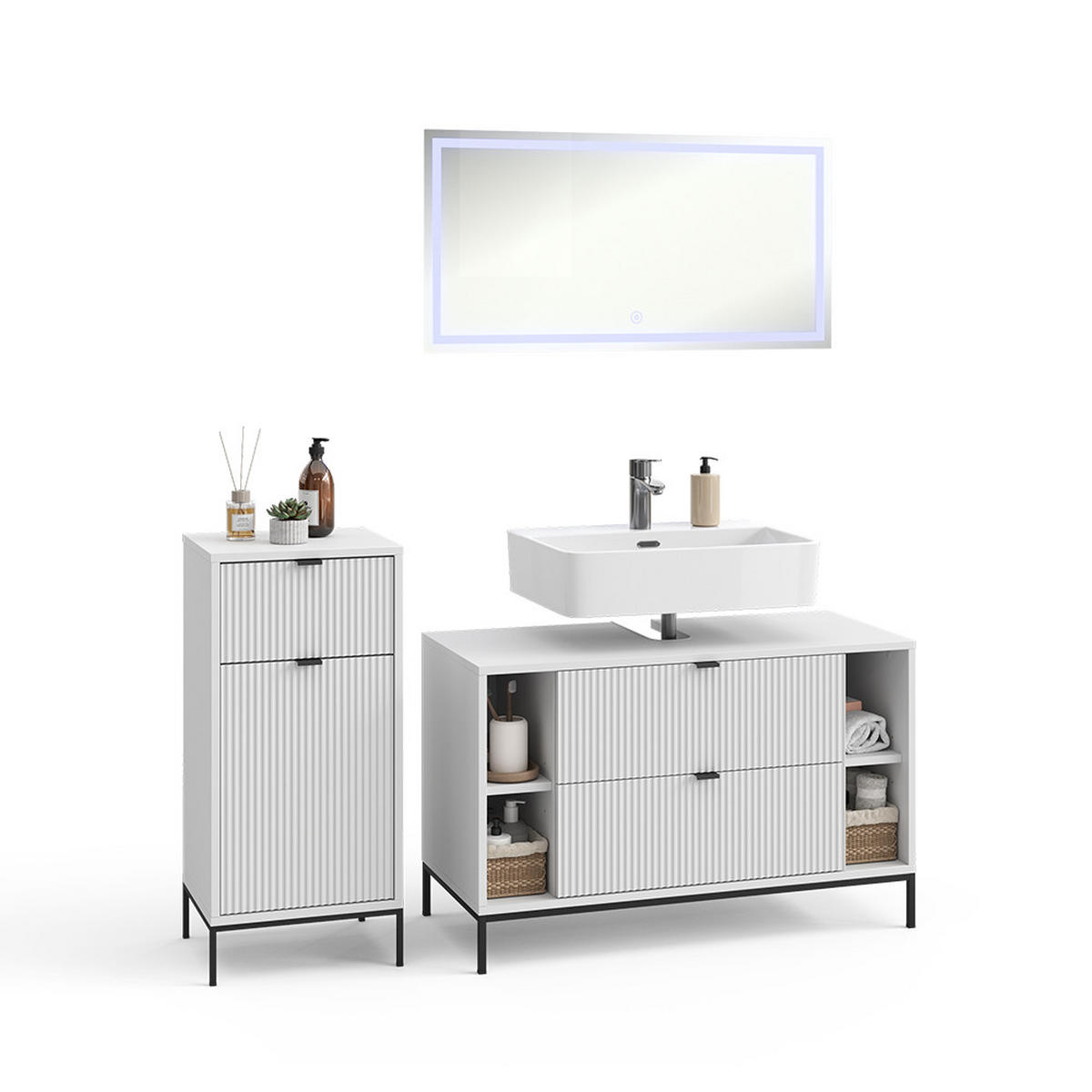 BADMÖBEL-SET Eliza Weiß 3 Teile - Weiß, Holzwerkstoff (100/63/45.1cm) - Vicco