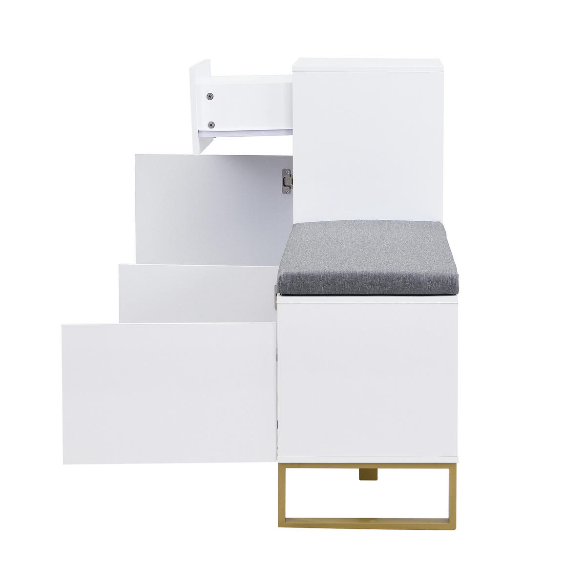 SCHUHSCHRANK 120/35/85 cm in Weiß mit Sitzkissen und Schublade - Weiß, Holzwerkstoff (120/85/35cm) - Flora Grace