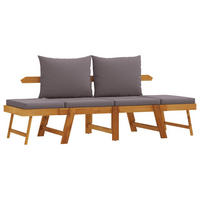 GARTENBANK mit Kissen 2-in-1 Massivholz Akazie - Braun, Holz (200/66/74cm) - furnicato