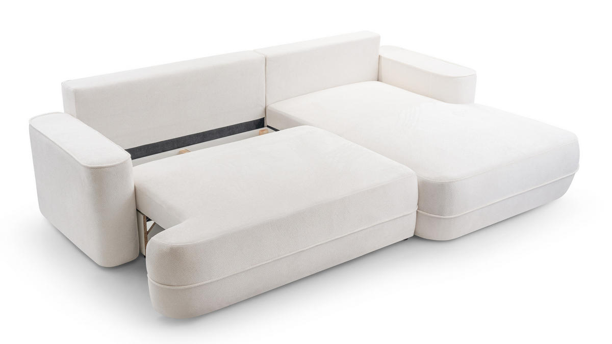 ECKCOUCH L Form Peoni Weiß 267/168/87 cm mit Schlaffunktion R - Schwarz/Weiß, Kunststoff/Textil (267/168cm) - AX Living