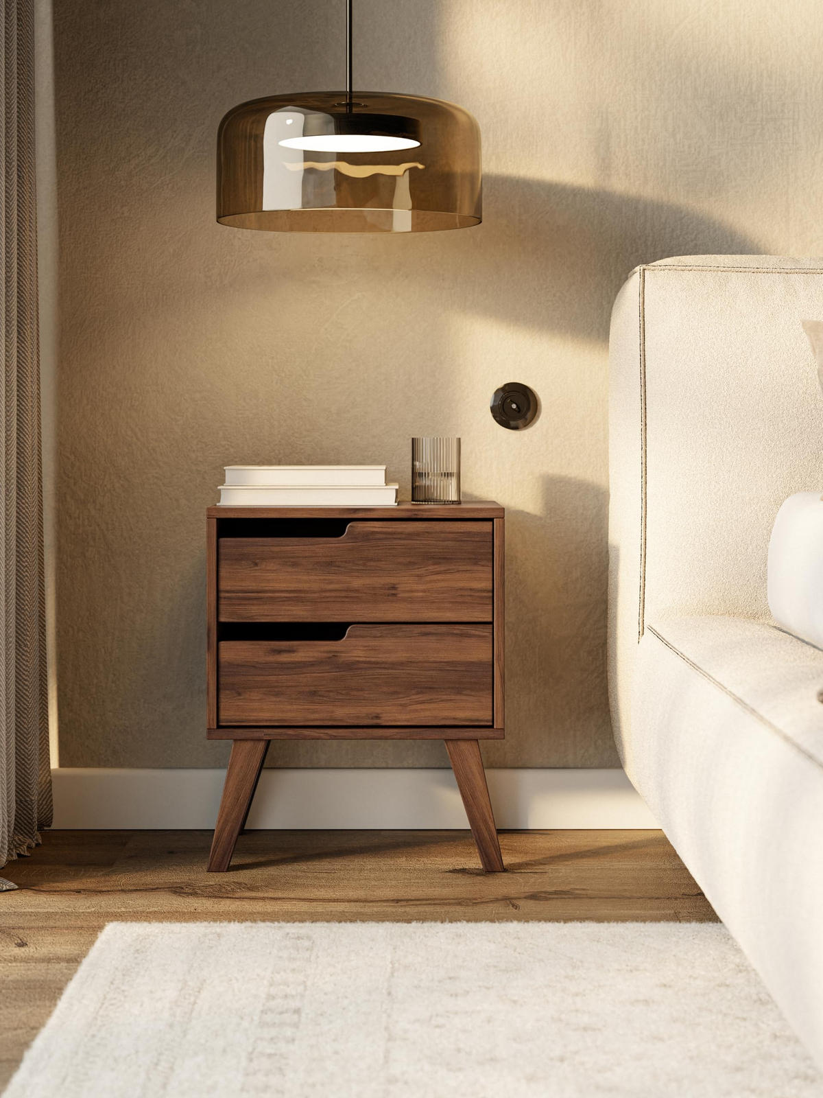 NACHTTISCH Solvo 45x55x40 cm - Modern Nachtschrank zum Schlafzimmer - EIN praktischer Commode aus Spanplatten - Braun - Braun, Holzwerkstoff (45/55/40cm) - Chilly