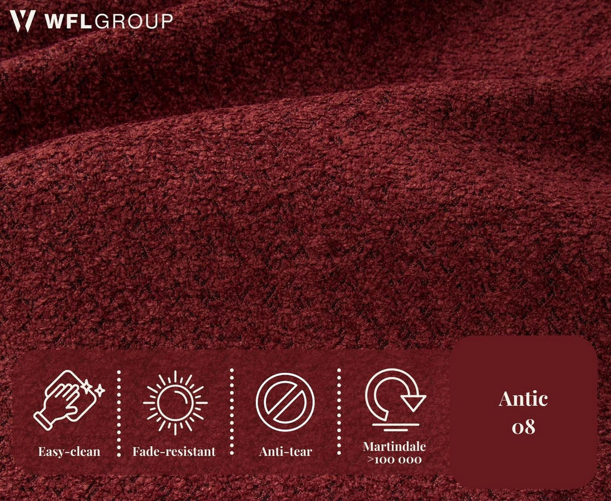 SCHLAFSOFA Milla mit Bettkasten, Weinrot Rot 205/97/85 cm - Rot, Textil/Metall (205/97/85cm) - WFL GROUP