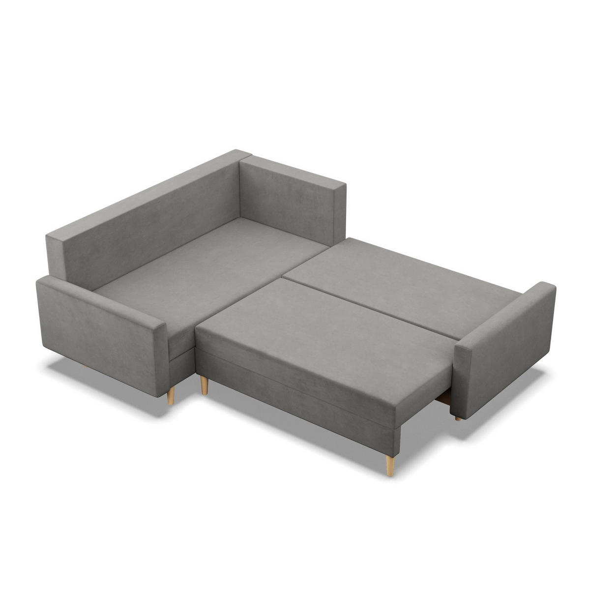 ECKSOFA LINKS MIT SCHLAFFUNKTION BLANK, Hellgrau - Hellgrau, Textil (223/172cm) - Mebligo