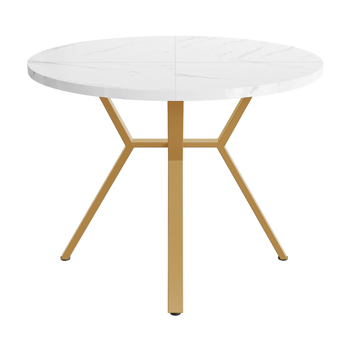 JEDÁLENSKÝ stôl 100 cm MDF biely mramor/zlatý, okrúhly - biela, kompozitné drevo (100/100/75cm) - BEAOK