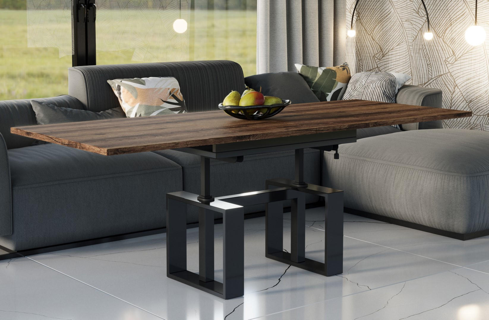 COUCHTISCH Empoli höhenverstellbar, ausziehbar bis 170 cm - Mooreichefarben, Holzwerkstoff (110/65/58cm) - Endo-Moebel