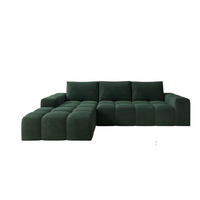 ECKSOFA Cento, L-Form, Ottomane Links, Cordstoff, 285x56x180 cm, Grün - Grün, Holz (180/285cm) - PROMETO Möbel