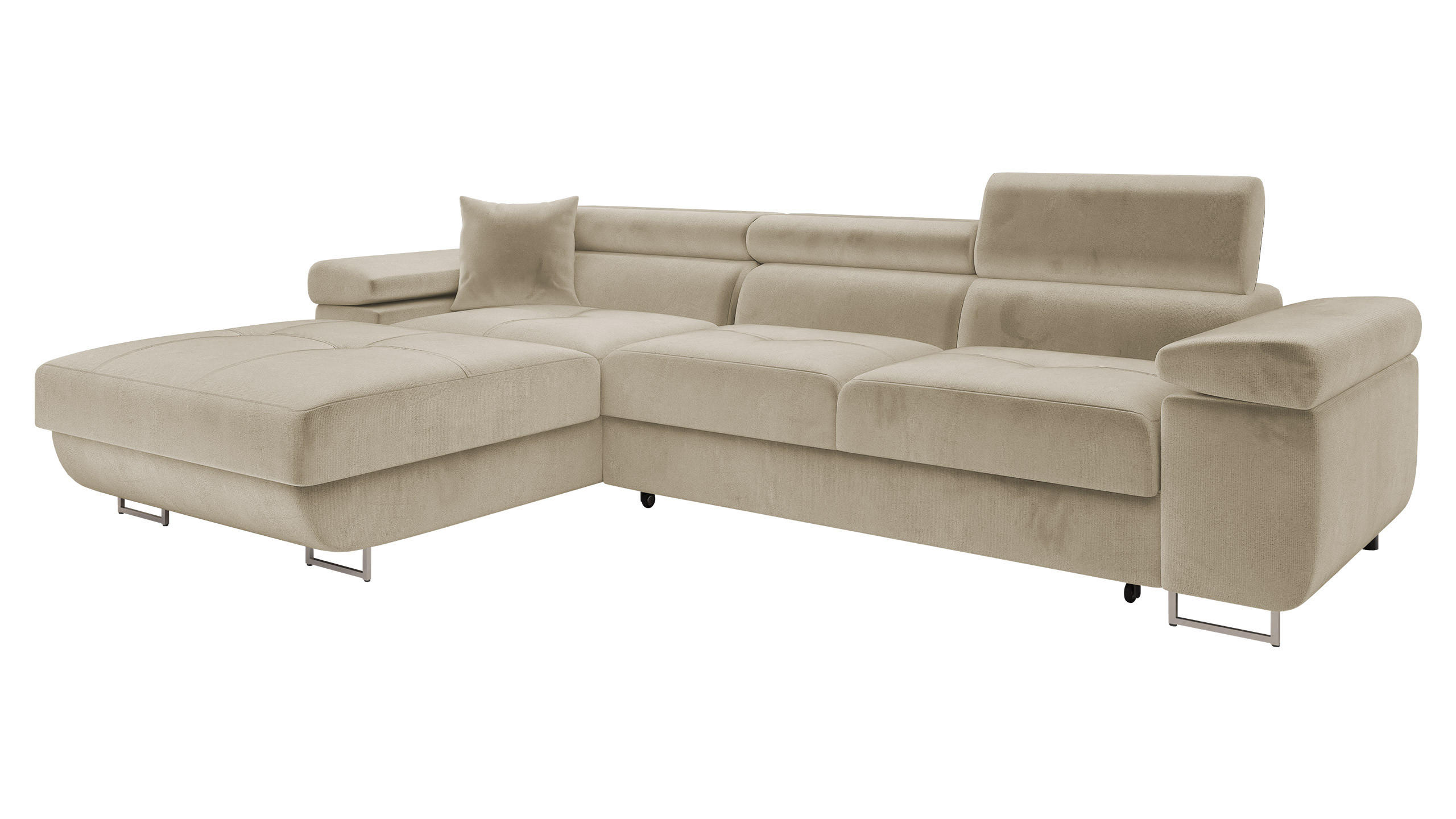 ECKSOFA Torezio Mini, Seite: Links - Creme, Holz/Textil (280/170cm) - MIRJAN24