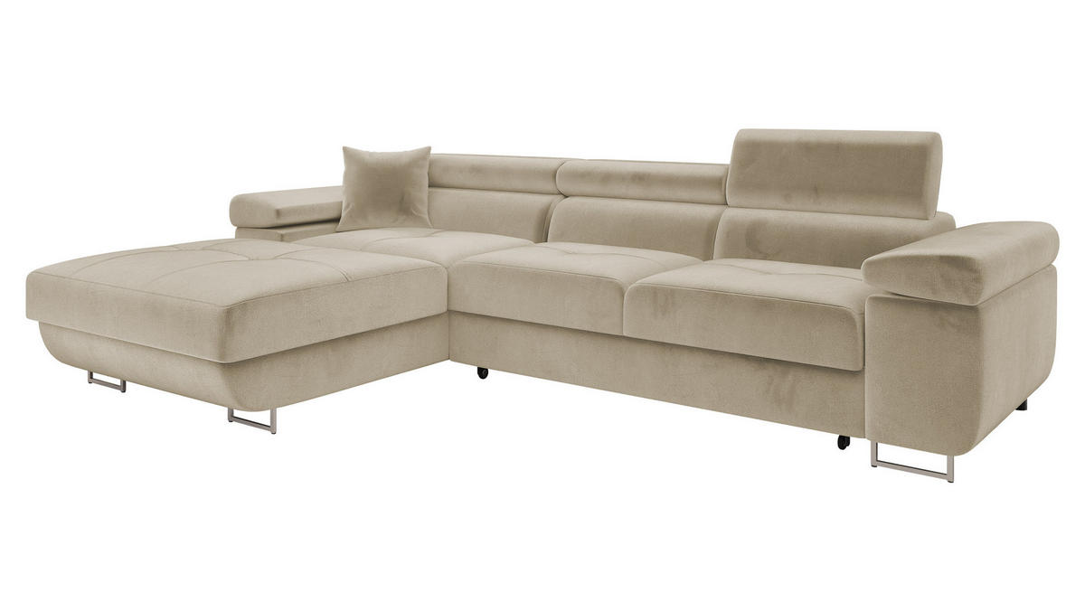 ECKSOFA Torezio Mini, Seite: Links - Creme, Holz/Textil (280/170cm) - MIRJAN24