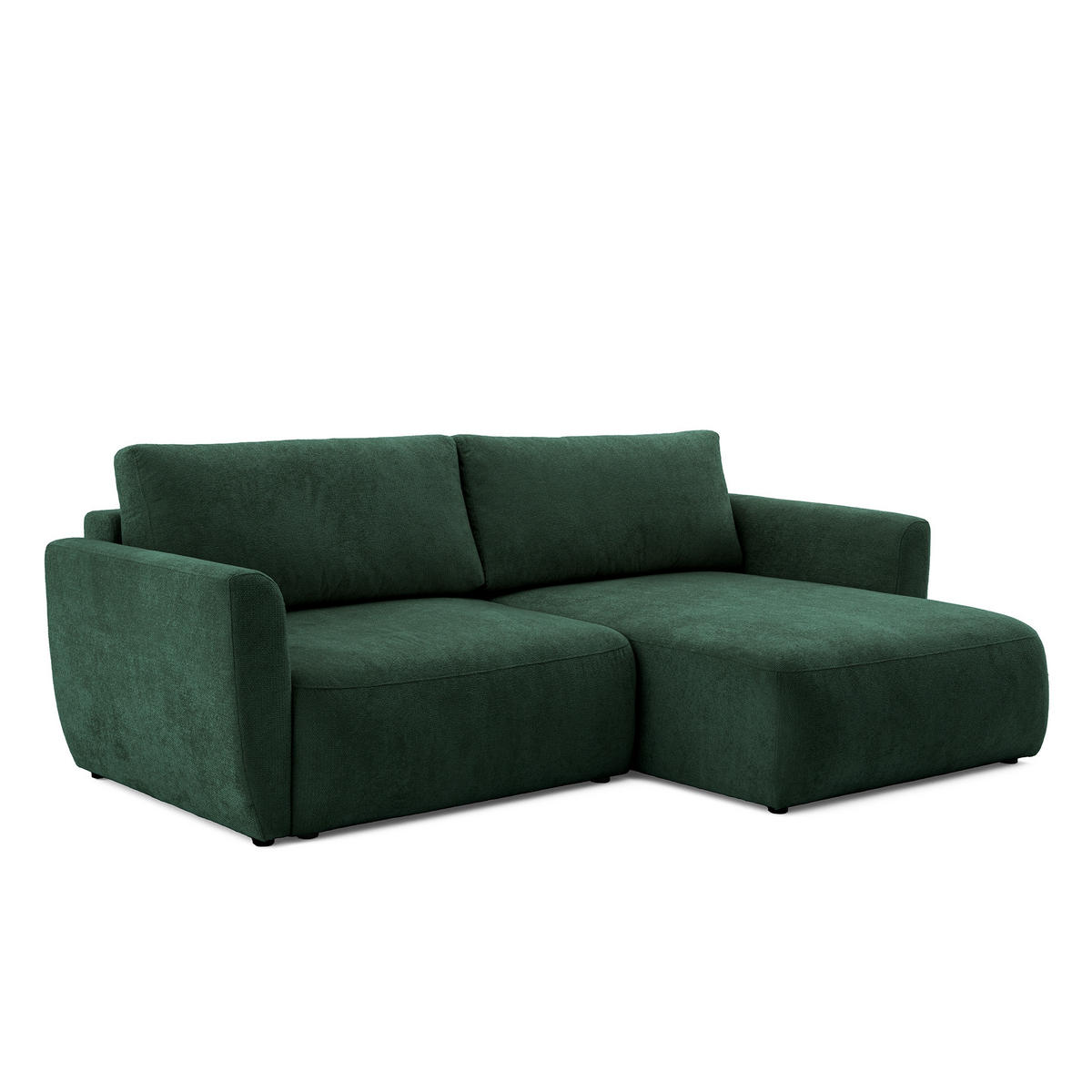ECKSOFA BELLA L Rechts mit Schlaffunktion 140x205 Velours Dunkelgrün - Dunkelgrün/Schwarz, Holz/Kunststoff (165/230cm) - Muffo