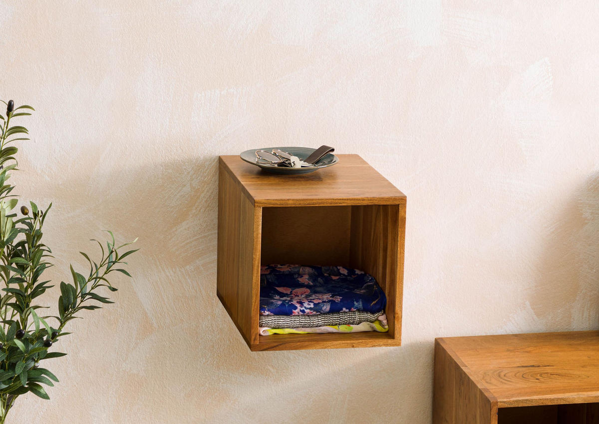 WÜRFELREGAL Akazie 30x40x30 natur lackiert MONTREAL #133 - Braun, Holzwerkstoff (30/30/40cm) - Massivmoebel24