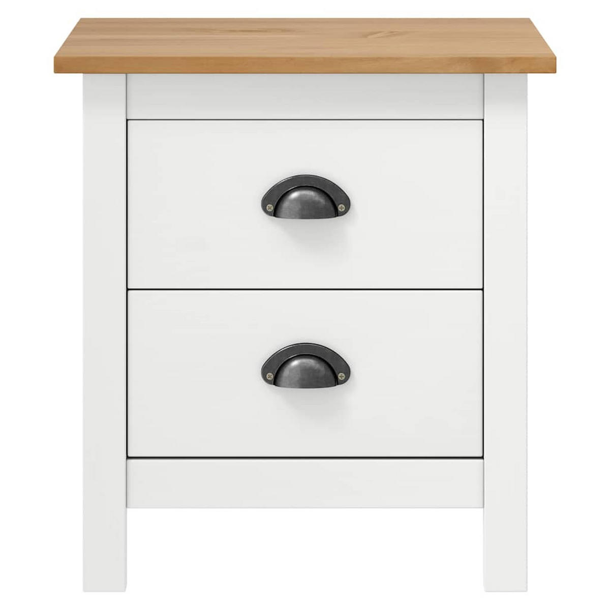 NACHTTISCH 2Er Set Weiss 46/35/49,5 Cm Massivholz Kiefer - Weiß, Holz (35/49.5/46cm) - vidaXL