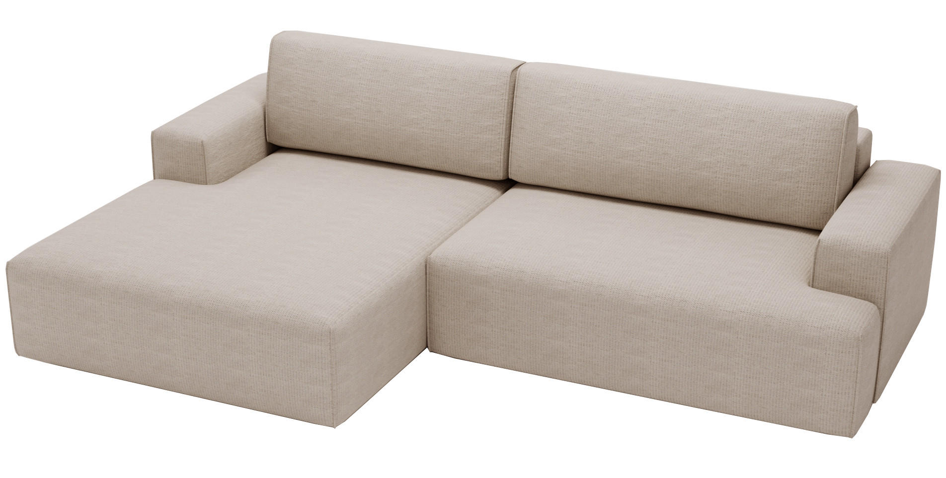 ECKSOFA L-Form 270 cm Boston mit Bettkasten, Schlaffunktion, Links, Beige - Beige, Holz (165/270cm) - Emporius