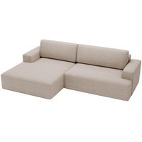ECKSOFA L-Form 270 cm Boston mit Bettkasten, Schlaffunktion, Links, Beige - Beige, Holz (165/270cm) - Emporius