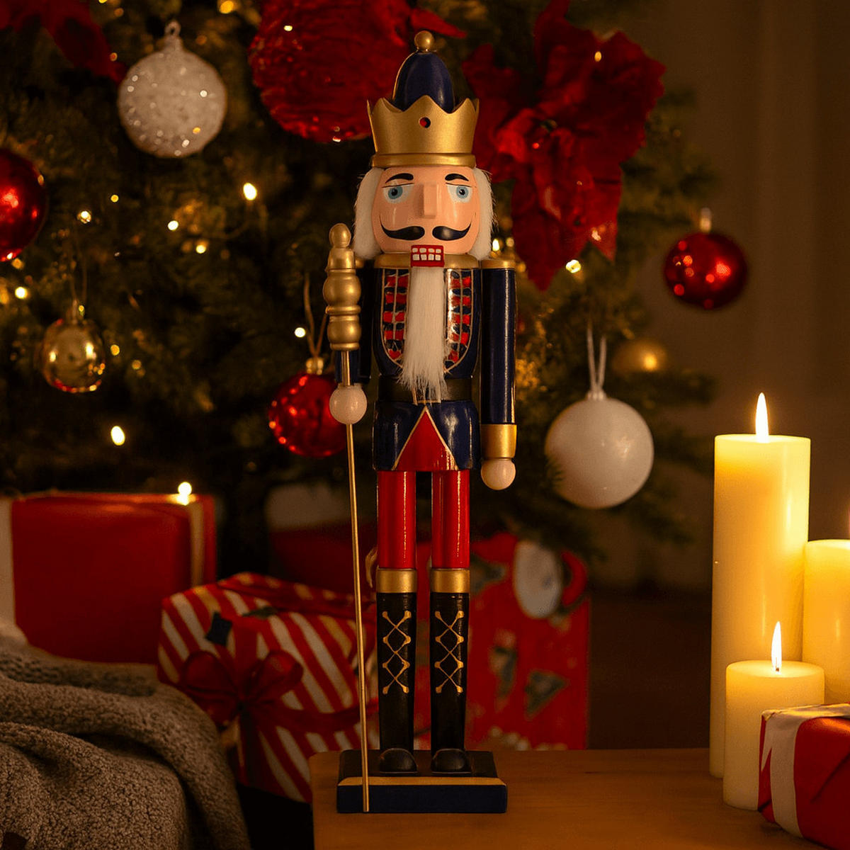 NUSSKNACKER Dekofigur 55 cm - Blau, Holz (11/55/9cm) - Mobili Rebecca