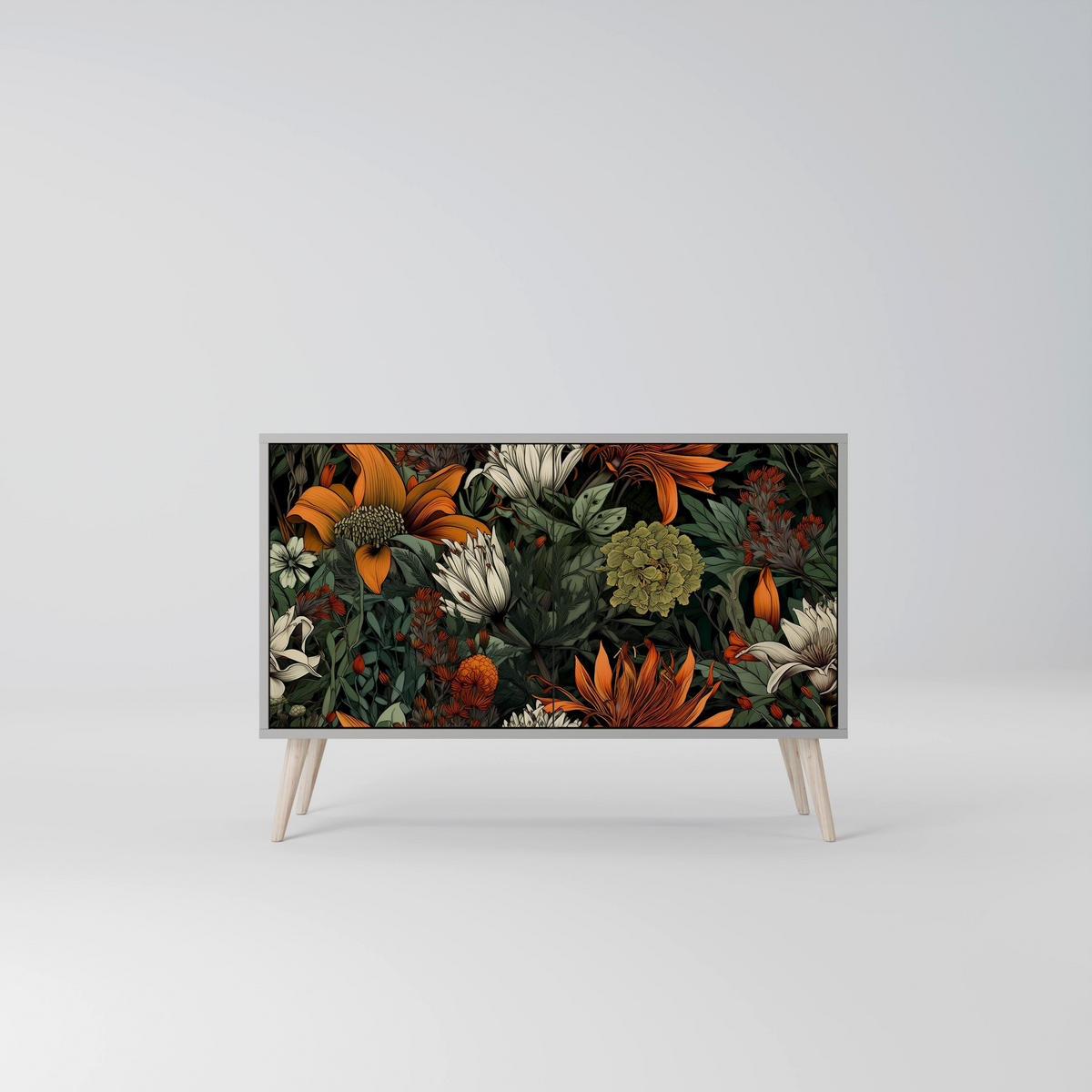 SIDEBOARD MIDNIGHT SPROUT, Eicheneffekt, 111x42x77,5 cm, 2 Türen - Eichefarben/Buchefarben, Holzwerkstoff/Buchenholz (111/77.5/42cm) - SpaceRebels
