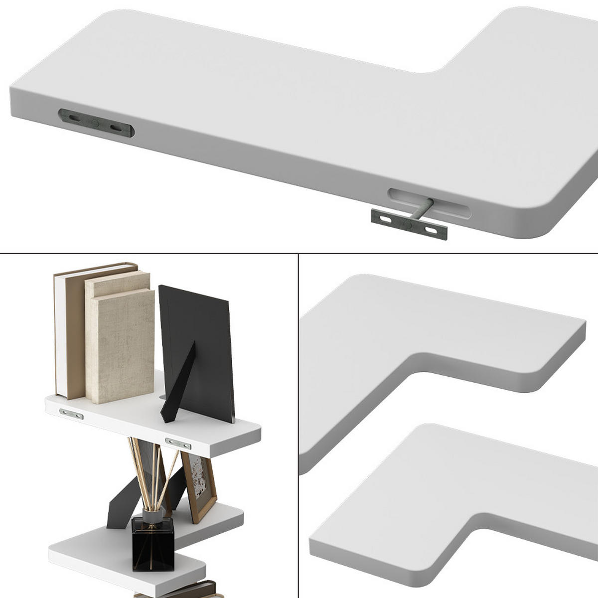 ECKREGAL Curva Weiß 40.5 x 2.5 cm 3er Set - Weiß, Holzwerkstoff (40.5/2.5/28.5cm) - Vicco