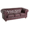 SOFA 3-Sitzer Kalea Bezug Wischleder Buche nussbaum dunkel / rot - Rot, Leder (200/76/98cm) - 58aufmkessel