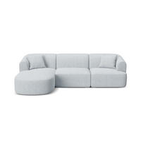 MODULARES-ECKSOFA links Campi aus strukturiertem Stoff hellgrau 4 Sitzplätze - Hellgrau, Textil (156/256cm) - Cosmopolitan Design