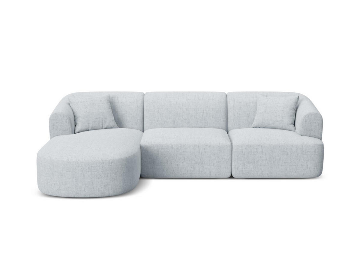 MODULARES-ECKSOFA links Campi aus strukturiertem Stoff hellgrau 4 Sitzplätze - Hellgrau, Textil (156/256cm) - Cosmopolitan Design