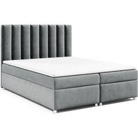 BOXBETT mit Bettkasten Trinity K-10 Bonellfederkern inkl. Topper - Grau, Holz/Holzwerkstoff (160/200cm) - Best For Home
