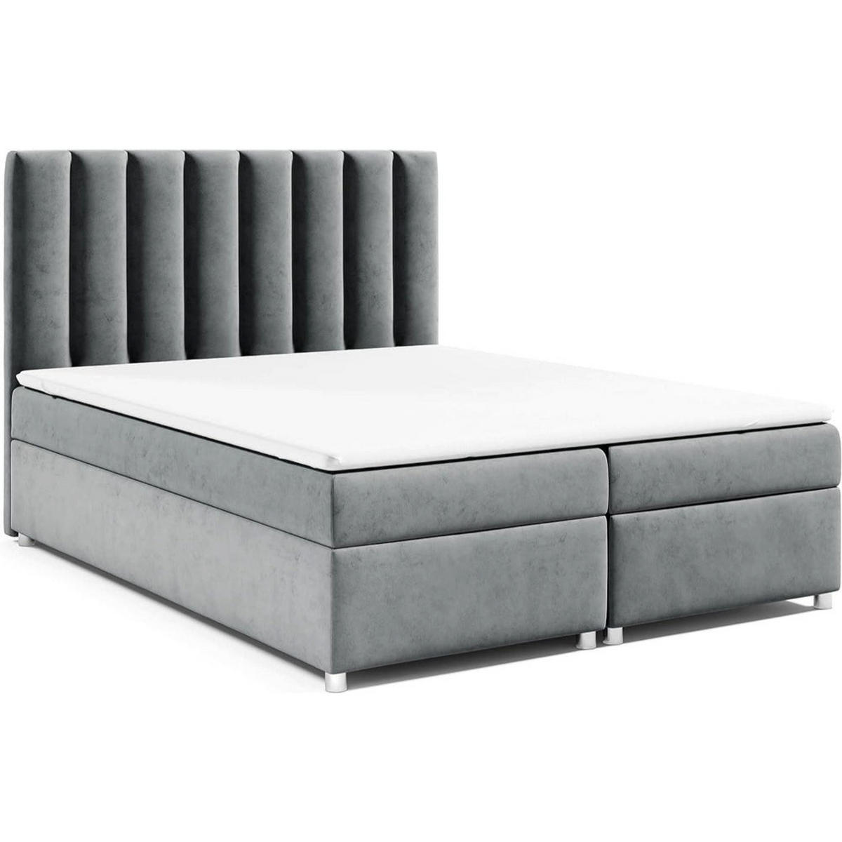BOXBETT mit Bettkasten Trinity K-10 Bonellfederkern inkl. Topper - Grau, Holz/Holzwerkstoff (160/200cm) - Best For Home