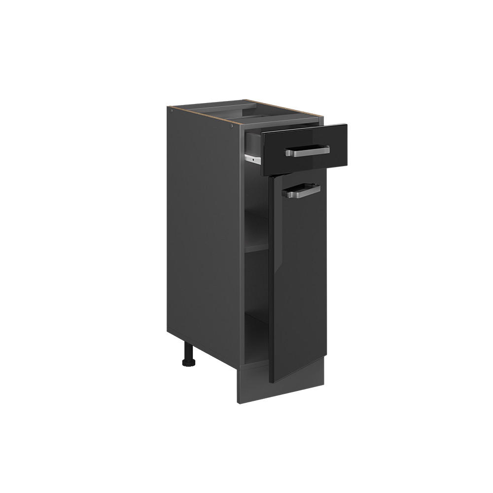KÜCHENUNTERSCHRANK R-Line Schwarz Hochglanz 30 cm ohne AP - Schwarz Hochglanz/Anthrazit, Holzwerkstoff (30/81.6/46cm) - Vicco