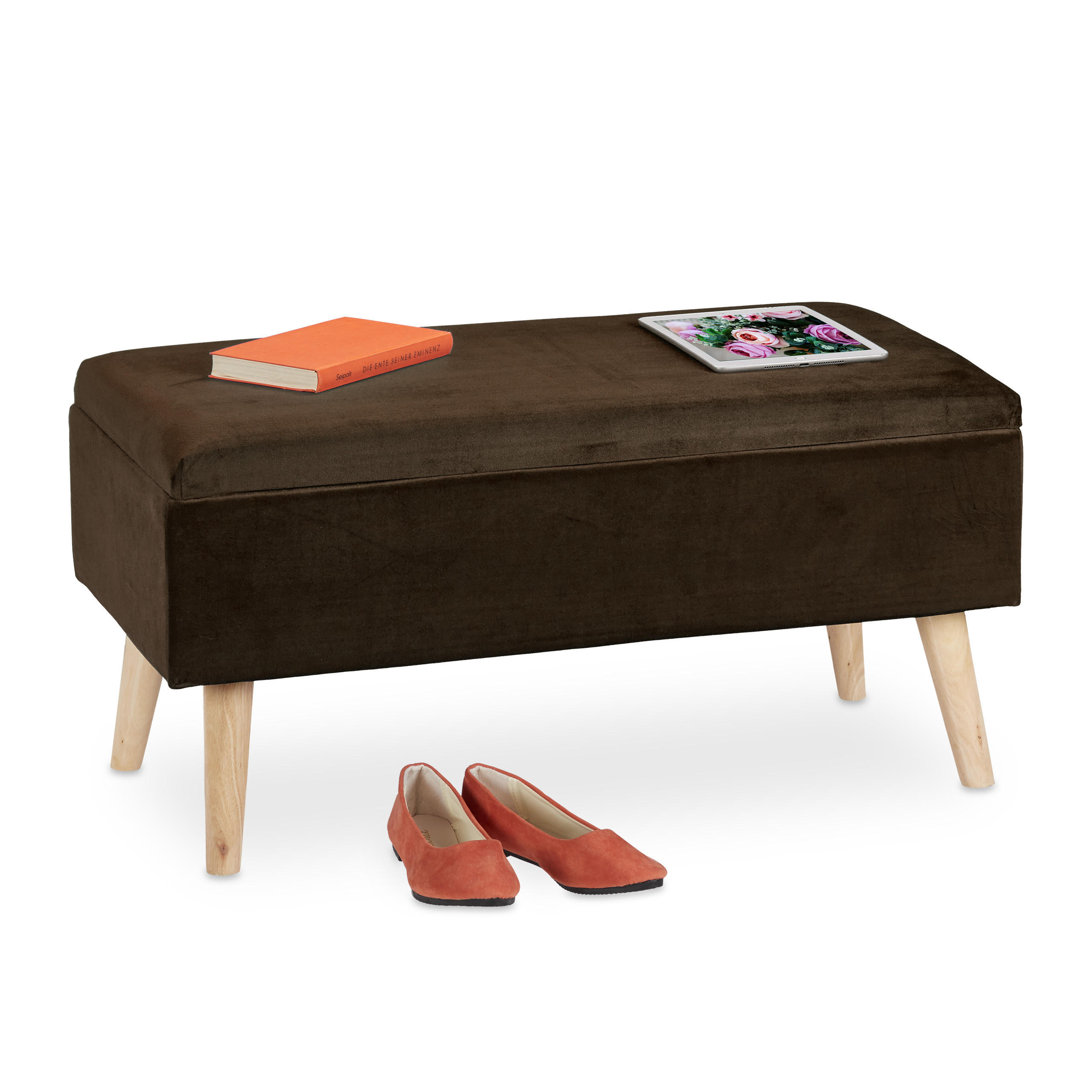SITZBANK - Braun, Holz/Holzwerkstoff (80/41/40cm) - Relaxdays