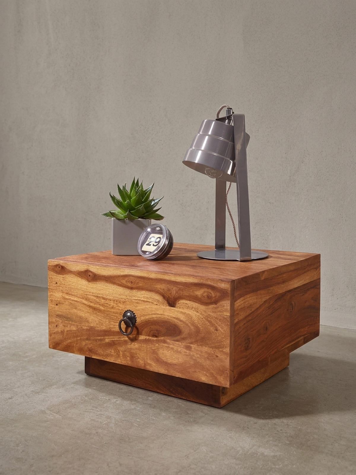 NACHTTISCH Massivholz Schublade Landhausstil Handgefertigt NAKO, Braun 40x40x25 cm - Braun, Holz/Metall (40/25/40cm) - KADIMA DESIGN