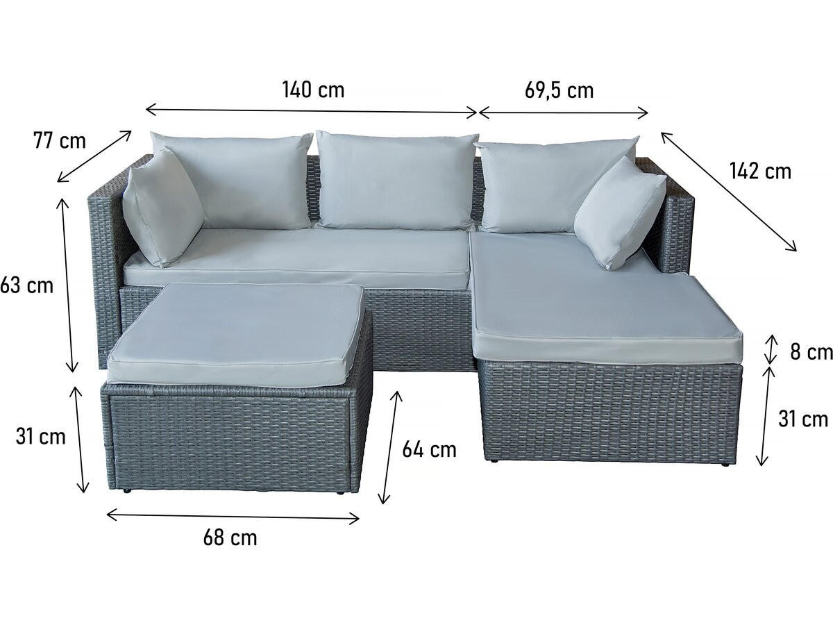 GARTENSITZGRUPPE diya Grau - Hellgrau, Kunststoff - Habitat Garten