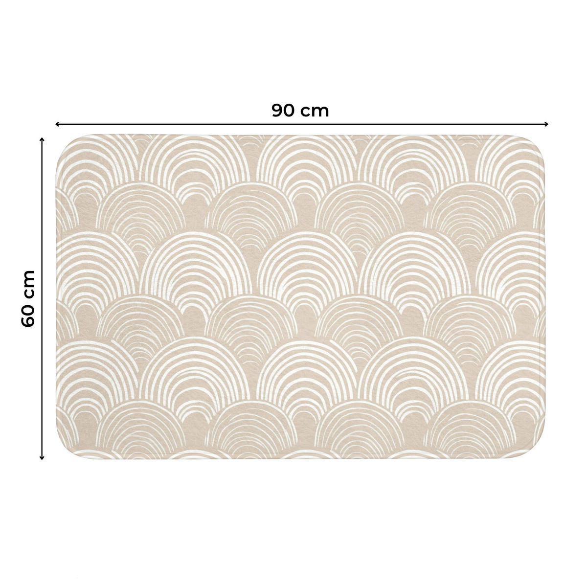 WC PŘEDLOŽKA Vlny - Textura - Béžová 90x60 cm - kašmírová, textil/plast (90/1cm) - OnlyWow