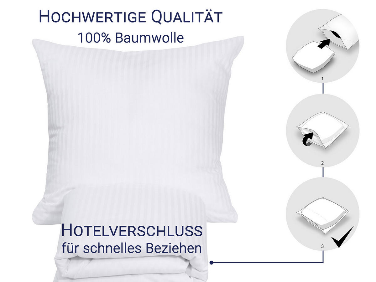 BETTWÄSCHE, 80x80 + 140x200 cm, 100% Baumwolle, Weiß - Weiß, Textil (140/200cm) - Zollner