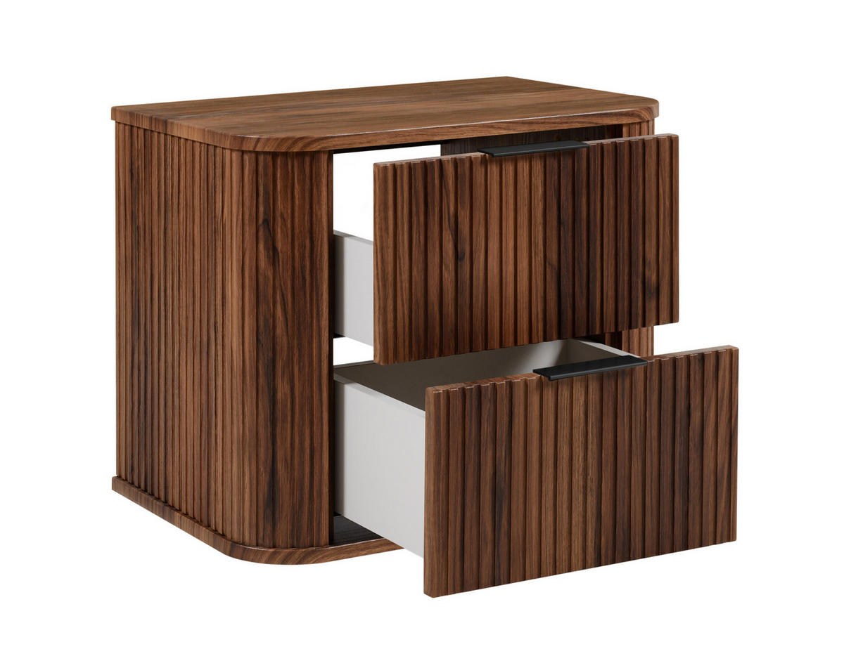 BADEZIMMERSCHRANK, Eiche-Nussbaum, Schwarze Griffe, 41,5 x 60 x 51,7 cm - Dunkelbraun/Schwarz, Holzwerkstoff/Kunststoff (60/51.7/41.5cm) - 3XE LIVING