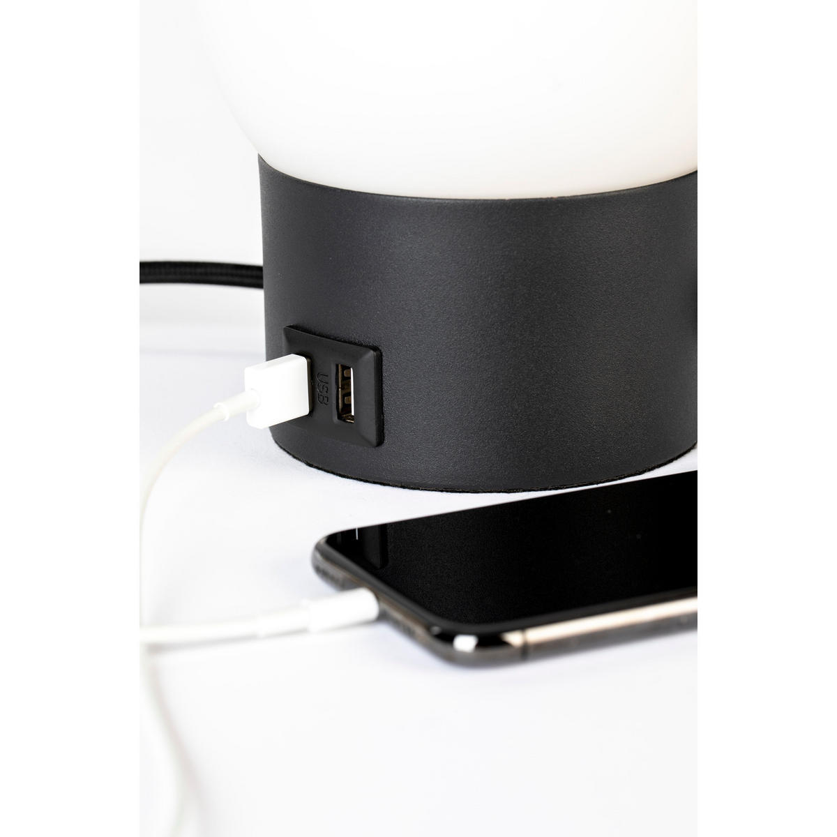 TISCHLAMPE Urban Charger Schwarz - Schwarz, Glas (12.5/12.5/24.5cm) - Zuiver